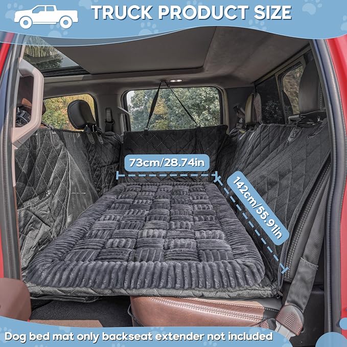 Dog Car Bed Mat Non-Slip Backseat Extender Dog Bed 56x28.7 Gray | Travel Bed for Dogs，Chew-Resistant, Easy Clean & Scratch-Proof, Comfort Design, Fits Trucks/Sedans/SUVs