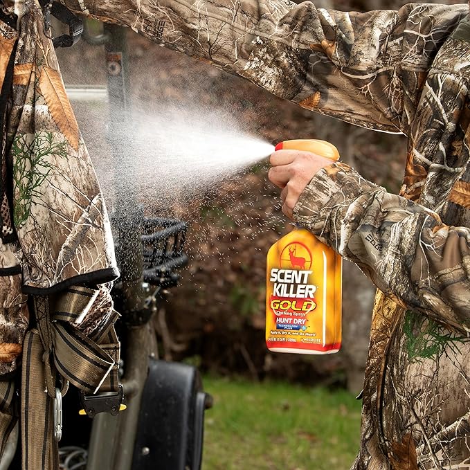 Wildlife Research Center Scent Killer Gold – Hunting Scent Eliminator with Hunt Dry Technology – Odor Prevention & Maximum Performance After Drying – Deer and Big Game (24 FL OZ Spray)
