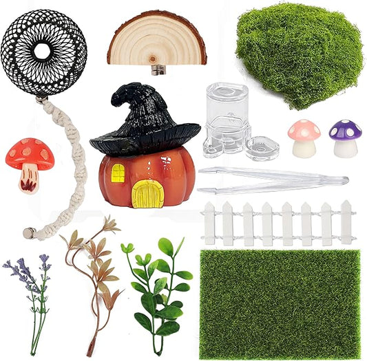 Jumping Spider Enclosure Accessories, 15PCS Decor Kit with Tarantula Habitat Hide Climbing Ledge Water Dish for Spider Tank Decorations