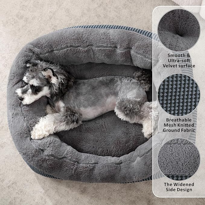 Dog Beds for Small Medium Dogs Washable, Calming Orthopedic Warming Soft Calming Sleeping Durable Pet Bed with Anti-Slip Bottom