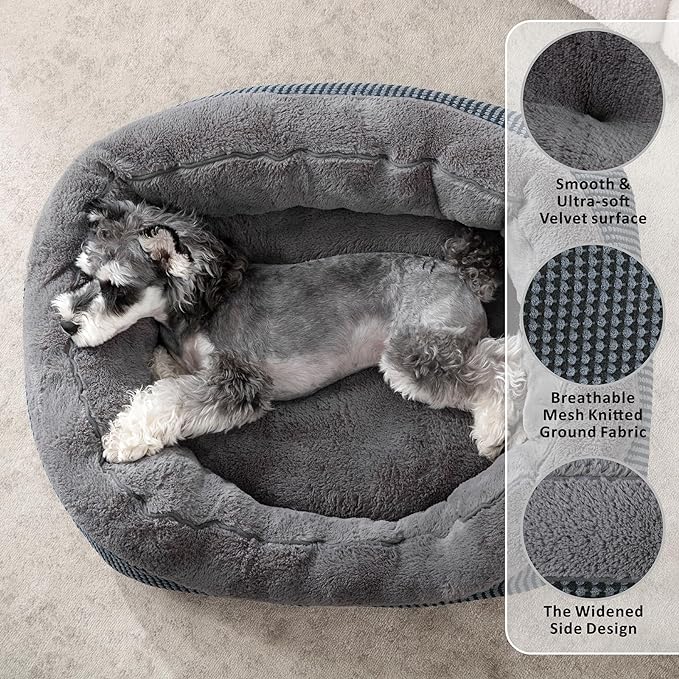 Dog Bed Medium Size, Orthopedic Warming Soft Calming Sleeping Puppy Bed Durable Pet Bed with Anti-Slip Bottom M(30"x24"x9")