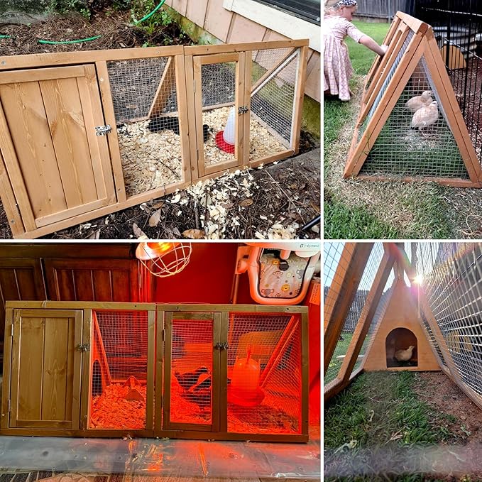 Rabbit Hutch Outdoor Chicken Coop Run A-Frame Bunny Cage Wooden Quail Cage w/ 2 Door & Ventilated Wire Fence Small Animal Cage for Garden Backyard Farms 47 x 18 x 19.5 in