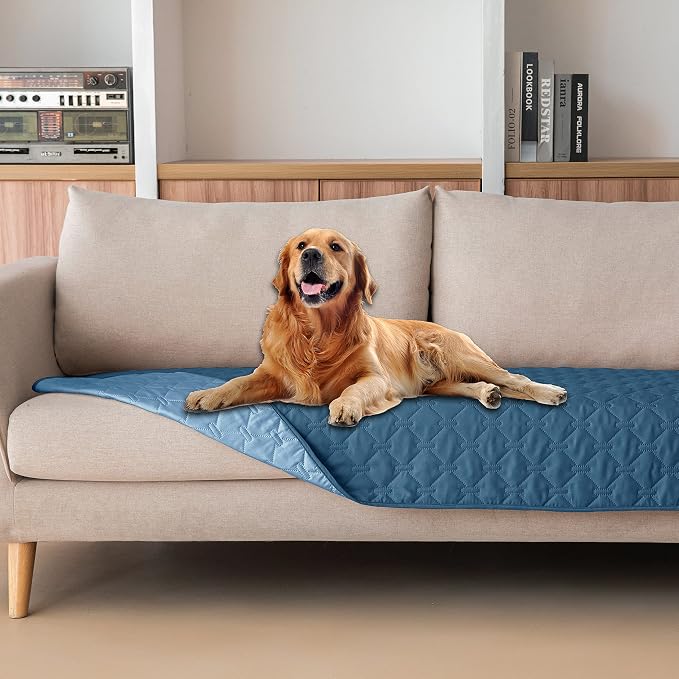 gogobunny Waterproof Blanket, Couch Covers for Dogs, Reversible Protector | 3X Stronger Leakproof, Scratch Proof Durable Furniture Protection, Stain Resistant, Washable, 30x70 Inch Dark/Light Blue