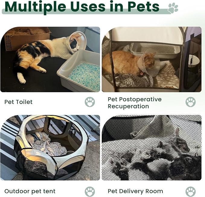 Love's cabin Pet Puppy Dog Playpen, Small Dog Tent Crates Cage Indoor/Outdoor, Portable Playpen for Cat, Foldable Pop Up Dog Kennel Playpen with Carring Case, Removable Zipper Top, Grey