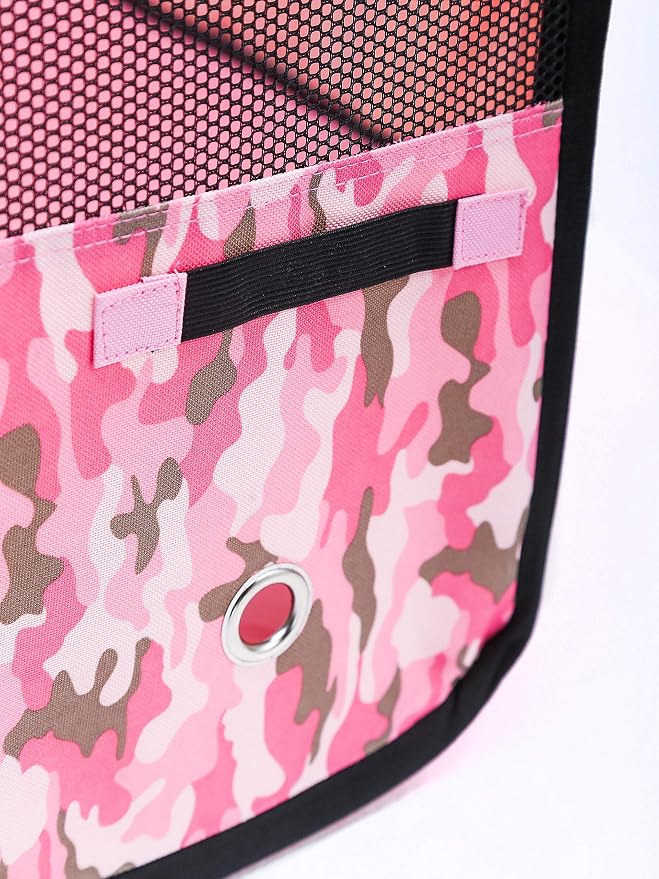 Pawer 36”×18.5” 8-Panel Foldable Pet Playpen, Pink Camouflage Pattern, Personalize Fabric Piece Available, for Cat/Dog/Puppy, 600D Oxford Cloth Portable Indoor & Outdoor Kennel with Carry Bag