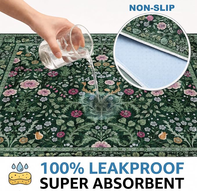 Washable Pee Pads for Dogs,Great Urine Absorbent Reusable Puppy Training Pads,Waterproof,Leak-Proof & Non-Slip Potty Pads for Whelping,Crate,Playpen,Bed.(Midnight Garden Floral,48"x48")