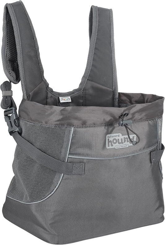 Outward Hound PupPak Dog Front Carrier, Gray, Small, 12" x 11.5" x 7.5" | Hands-Free Pet Backpack, Water-Resistant, Breathable Mesh, Safety Clip, Hiking & Camping, Small Dogs up to 10 lbs