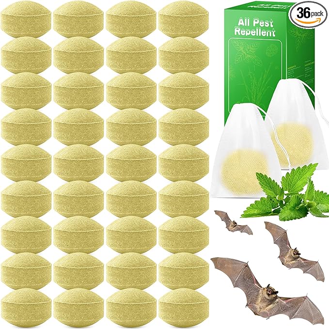 36 Pack Bat and Bird Repellent - Natural Peppermint Oil Eagle Repellent for Attic Indoor Outdoor Patio Garden Porch, Pet and Family Safe, Ready to Use, Brown