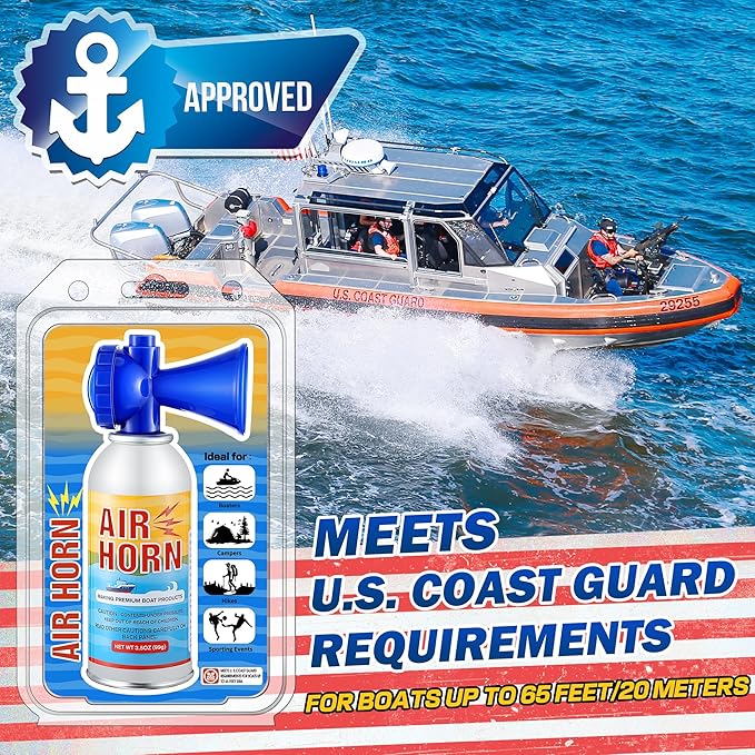 1 Pack 3.5oz Large Air Horn, 122DB Very Loud Air Horns Can, Marine Boat Horns for Safety, Meet Coast Guard, Fog Blow Horn Boat Accessories, Ideal for Boating, Camping, Hiking