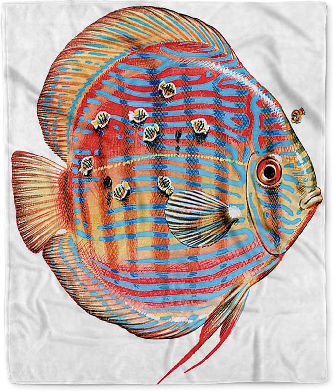 3dRose Discus Fish with Young Feeding Off of The Parent Fish Silktouch Minky Blanket