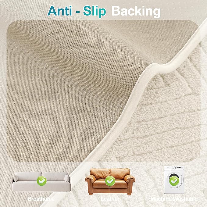 Turquoize Waterproof Couch Cover for Dogs Fuzzy Pet Couch Covers for Sofa Thick Dog Bed Cover Non-Slip Sofa Covers for 3 Cushion Couch Protector Slipcover Pet Friendly (Beige, 36" x 72")