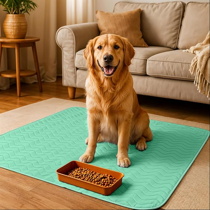 4 Pack Washable Pee Pads for Dogs 34" x 52", Waterproof Dog Training Pads | Reusable Dog Training Pads for Sofa, Incontinence Bed Pads for Adults, Elderly and Kids (Green,Blue) by Utopia Bedding