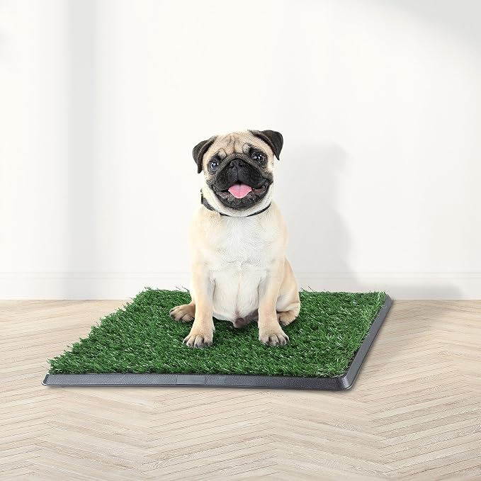 PETMAKER Artificial Grass Puppy Pee Pad for Dogs and Small Pets, 16” x 20” | Reusable 4-Layer Turf Pads for Dogs with Tray, Indoor and Outdoor Fake Grass Potty, Pet Housebreaking Supplies