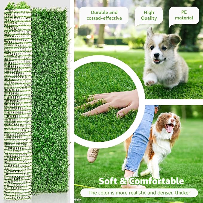 Artificial Dog Grass Pee Pad 39.4"x 31.5" 1 Pack, Fake Grass Potty Training | Easy to Clean, with Drainage, Reusable, Realistic, Pet-Friendly, Turf Grass Mat, for Apartment, Balcony, Indoor Outddor Use