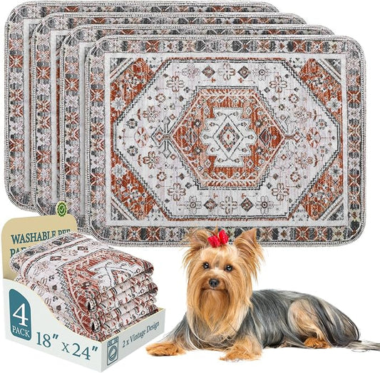 Homimp Washable Pee Pads for Dogs, 4 Pack Reusable Puppy Pads Waterproof,Absorbent and Leakproof Dog Pee Pads,Non Slip Puppy Training Pads, Pet Mat for Floor, Crate, Couch, Whelping, Brown 18"x24"
