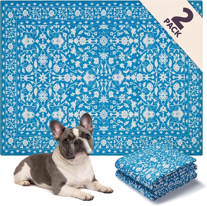 Lovewag Reusable Washable Dog Pee Pads, Teal Paradise 36x48, 2 Pack | Non-slip, waterproof, absorbent dog pee pads for potty training, whelping, senior dogs, multi-pet households, easy to clean