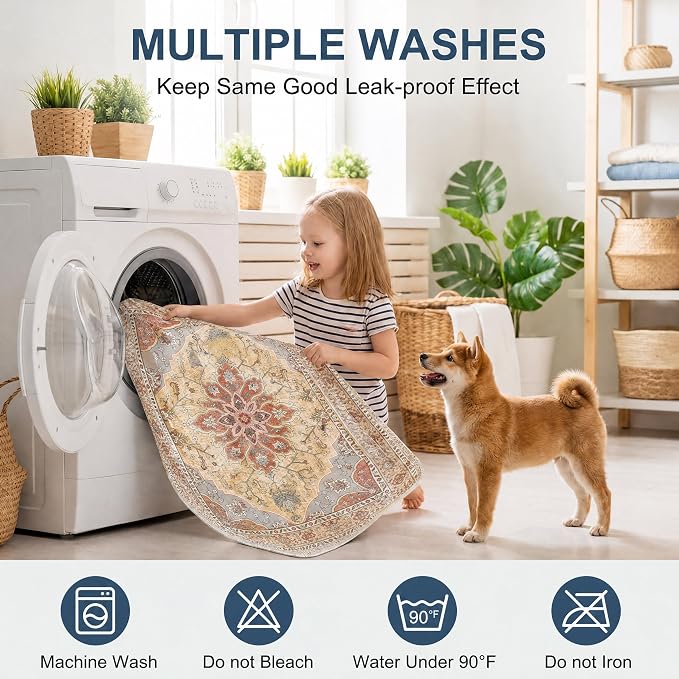 Washable Pee Pads for Dogs,Great Urine Absorbent Reusable Puppy Training Pads,Waterproof,Leak-Proof & Non-Slip Potty Pads for Whelping,Crate,Playpen,Bed.(Orange Amber Floral,18"x24")
