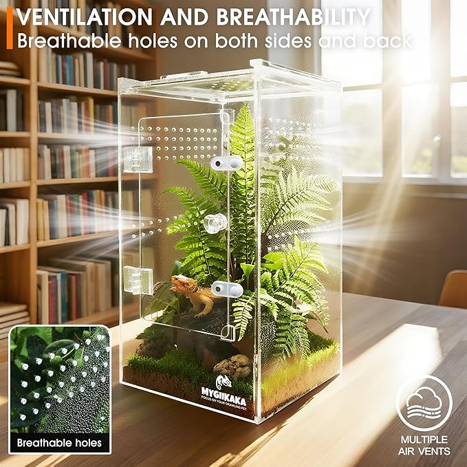 MYGIIKAKA Jumping Spider Enclosure Accessories, Tarantula Spider Box, Bug Cage, Praying Mantis Habitat Enclosure, Snail Insect Terrarium, Caterpillar Habitat (6x6x12 inch)