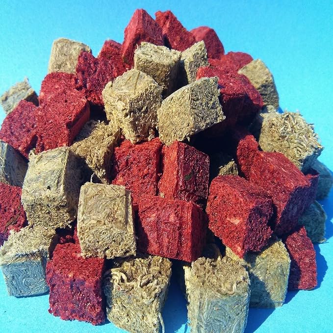 Aquatic Foods Inc. Freeze Dried California Blackworms & Beef Heart Mix, 50% Blackworms & 50% Beef Heart Mix. Farmed & Freeze Dried in California USA, Not Imported. 50g