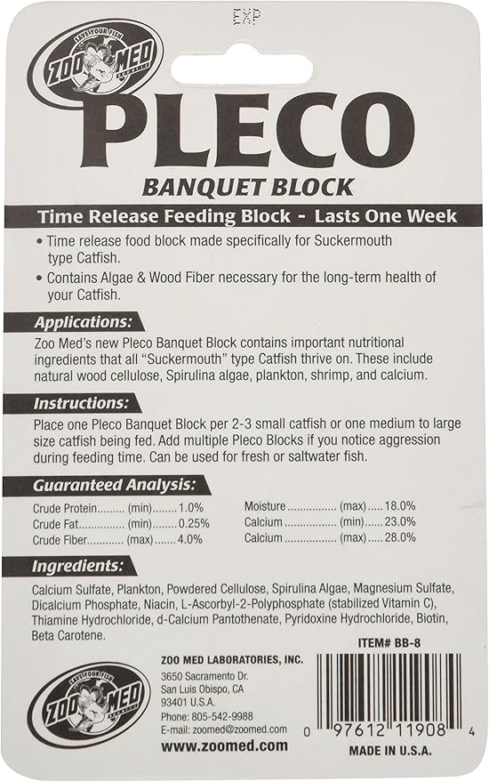 Zoo Med Laboratories AZMBB8 Pleco Banquet Block Black 0.45 Ounce (Pack of 4)