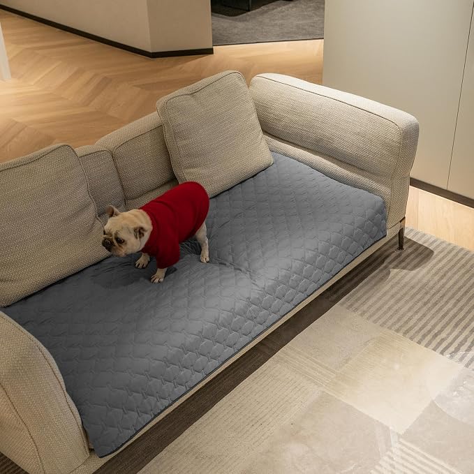 gogobunny Waterproof Blanket, Couch Covers for Dogs, Reversible Protector | 3X Stronger Leakproof, Scratch Proof Durable Furniture Protection, Stain Resistant, Washable, 30x70 Inch Dark/Light Grey