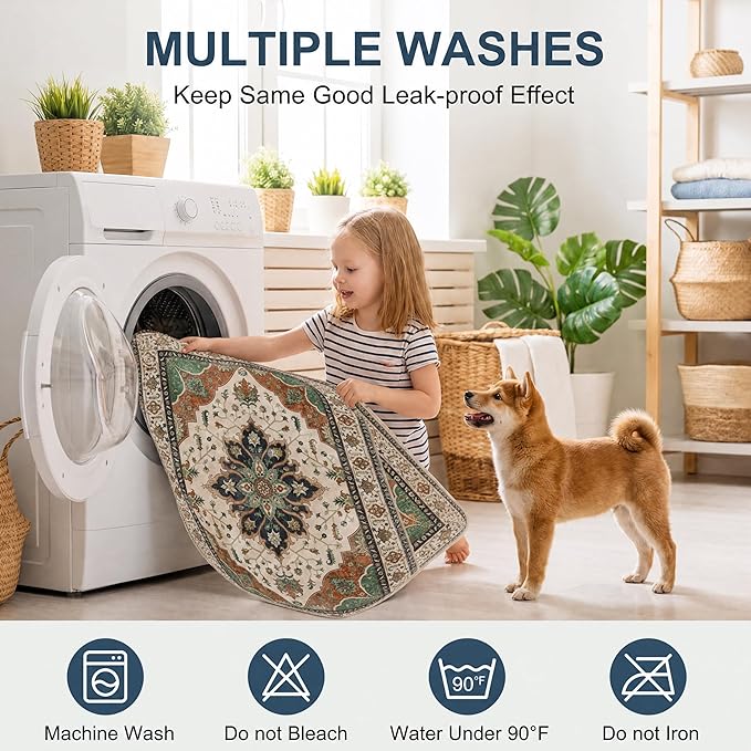4PACK Washable Pee Pads for Dogs,Great Urine Absorbent Reusable Puppy Training Pads,Waterproof,Leak-Proof & Non-Slip Potty Pads for Whelping,Crate,Playpen,Bed.(Dark Teal Floral,18"x24")