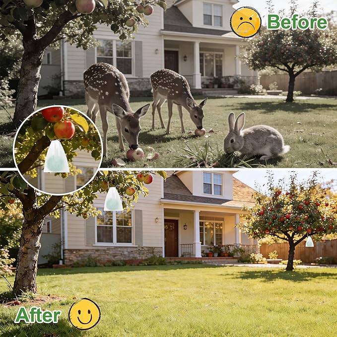 24 Pack Deer & Rabbit Repellent Balls for Outdoor Use, Long-Lasting Scent Deterrent, Helps Protect Plants, Garden, Lawn & Yard from Browsing Animals