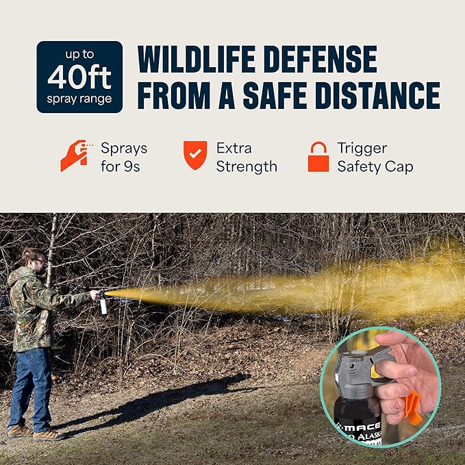 Mace Animal Defense Sprays - EPA Registered Animal Deterrent, Max Strength OC, Outdoor Safety Personal Protection for Women & Men, Guard Alaska Bear Spray OR Mace Dog Spray Options