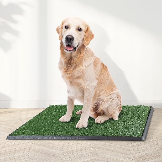 PETMAKER Artificial Grass Puppy Pee Pad for Dogs, Set of 3, 20” x 30” | Reusable Washable Turf Pads for Dogs, Indoor and Outdoor Fake Grass Potty, Pet Housebreaking Supplies