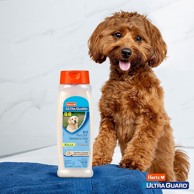 Hartz UltraGuard Rid Flea & Tick Oatmeal Dog Shampoo, 18 oz Bottle (Pack of 2)