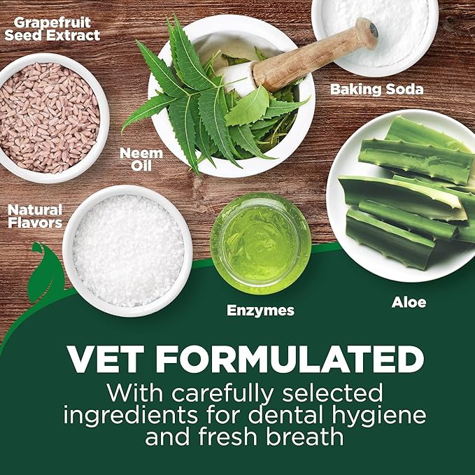 Vet's Best Dog Toothpaste & Dog Toothbrush, Dental Kit, Plaque Remover for Teeth, Whitens Teeth, Freshens Canine Breath, Veterinarian Formula, Finger Toothbrush Included