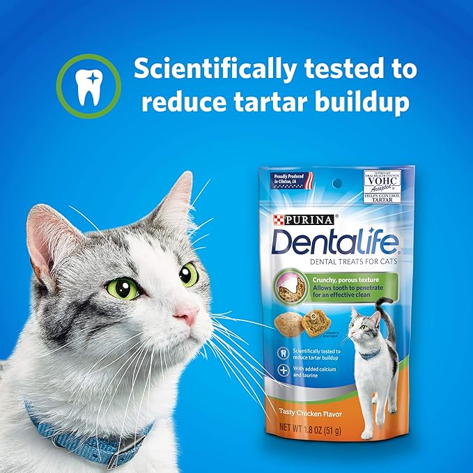 Purina DentaLife Made in USA Facilities Cat Dental Treats, Tasty Chicken Flavor - 13.5 oz. Canister