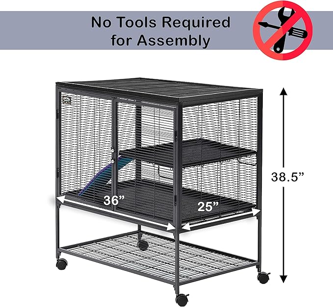 Critter Nation by MidWest Homes for Pets Single Unit Small Animal Cage, Habitat for Rats, Chinchillas, Ferrets, Sugar Gliders, Tool-Free Assembly, with Full-Width Doors, Shelf and Removable Base Pan