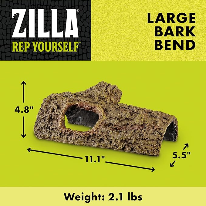 Zilla Pet Reptile Bark Bends Terrarium Decor, Large