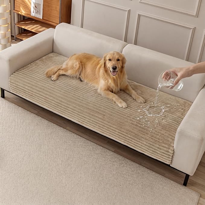 FUANGUI Waterproof Couch Cover for Dogs, Washable Pet Couch Covers for Sofa | Soft Cat Dog Bed Cover Non-Slip Couch Covers for 3 Cushion Couch Sofa Pet Friendly