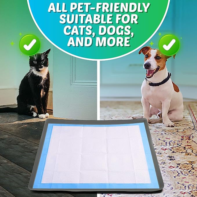 Dog Pee Pad Holder - Fits Up to 36” x 36” Pee Pad - 2 Pack - Grey | Stable Grip, Soft Edges, Quick Wipe Silicone Surface, Dog Pad Holder for Indoor Flooring Protection