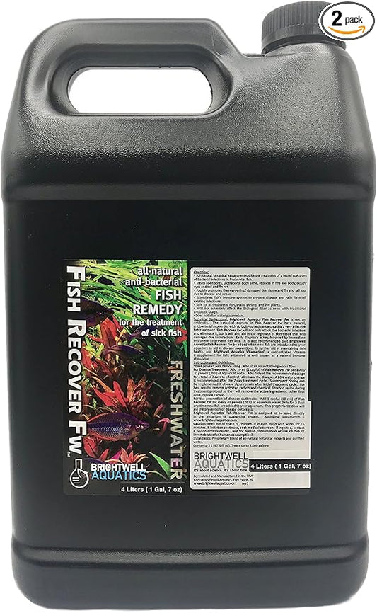 Brightwell Aquatics Brightwell Fish Recover FW - All-Natural Fish Remedy for Treating Sick Freshwater Fish, 4 Liter