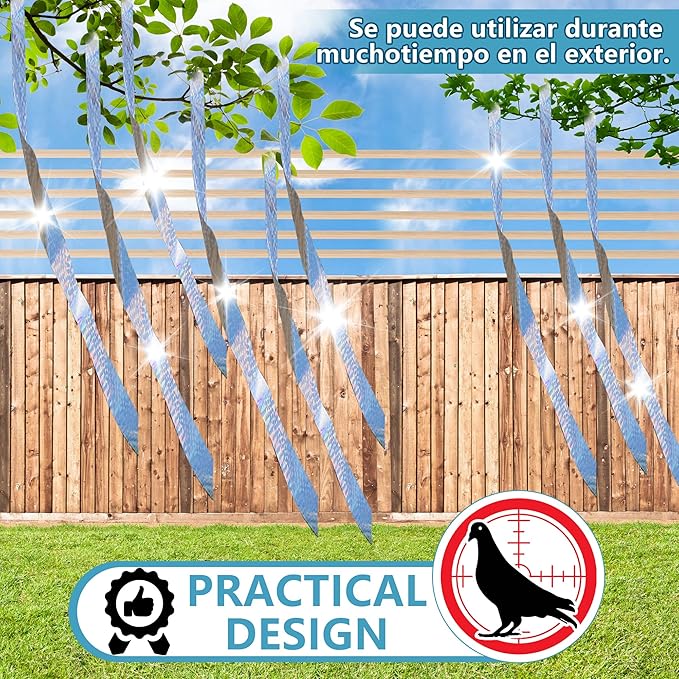 Bird Scare Tapes 262FT*1 Reflective Flash Tape for Birds, Bird Scare Device Double Side Ribbon Scare Birds Away for House, Garden, Yard, Orchard, Patio, Outdoor