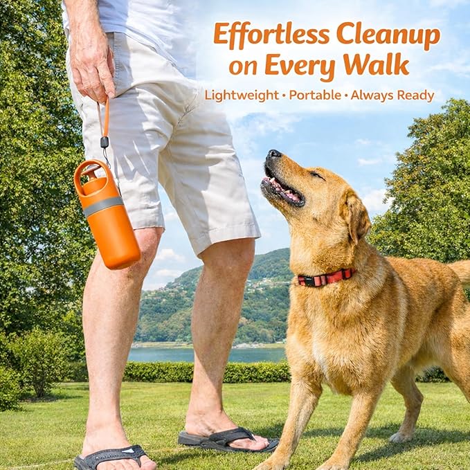 Dog Pooper Scooper for Large Small Dogs - Portable Eco-Friendly Lightweight Poop Scooper for Dogs, Mini Waste Picker for Lawn, Grass, Gravel, and Easy to Carry (7.4 x 2.8in) Orange