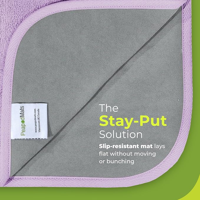 PeapodMats Bedwetting Waterproof Bed Mat, Reusable 3x3 Mauve | Washable reusable bed mat for bedwetting, incontinence, kids, adults, pets, and mattress protection.