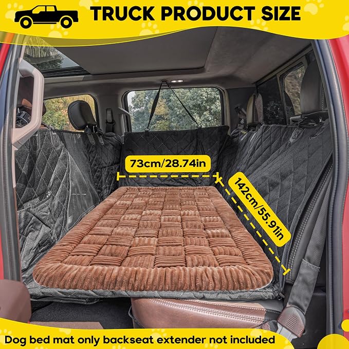 Loiion Dog Car Bed Mat Non-Slip Backseat Extender Dog Bed 56" x28.7"Brown | Travel Bed for Dogs，Chew-Resistant, Easy Clean & Scratch-Proof, Comfort Design, Fits Trucks/Sedans/SUVs
