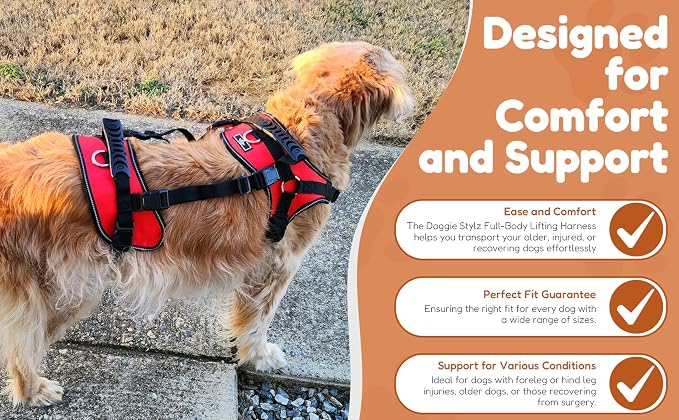 Doggie Stylz Multi-Functional Dog Harness Vest | Designed for Front-Only, Rear-Only or Full-Body Dog Lifting, Please Measure Your Before Ordering