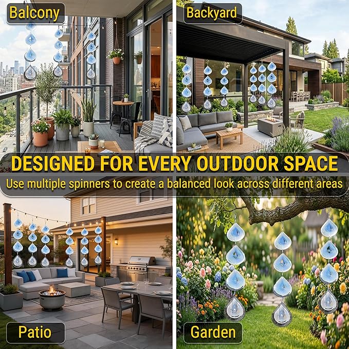 Reflective Bird Deterrents for Outside – Bird Repellent Devices Outdoor – 3D Wind Spinners Outdoor Garden Decor –3 Set Bird Repellent to Keep Woodpecker & Pigeons Away from Window Roof (Style 4)
