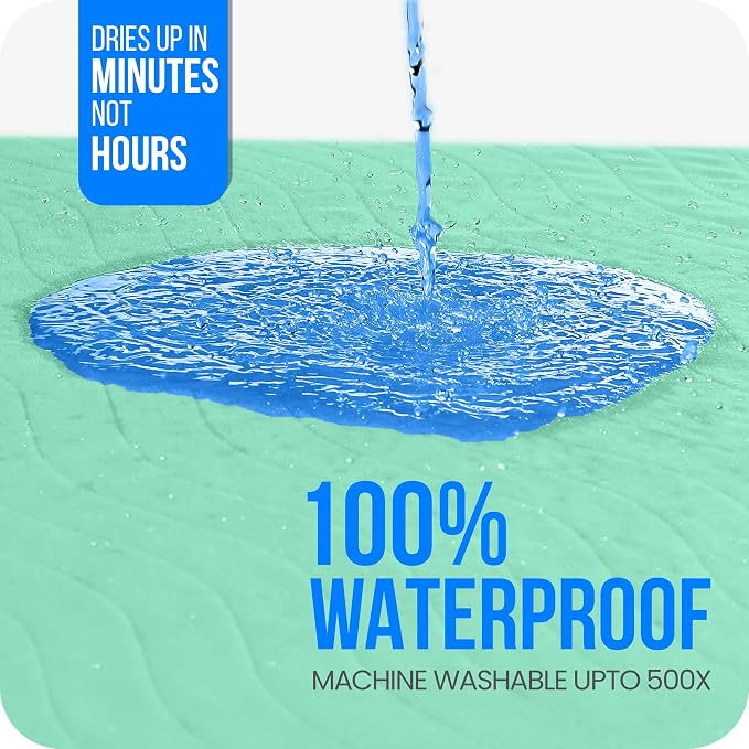 4 Pack Washable Pee Pads for Dogs 34" x 52", Waterproof Dog Training Pads | Reusable Dog Training Pads for Sofa, Incontinence Bed Pads for Adults, Elderly and Kids (Green,Blue) by Utopia Bedding