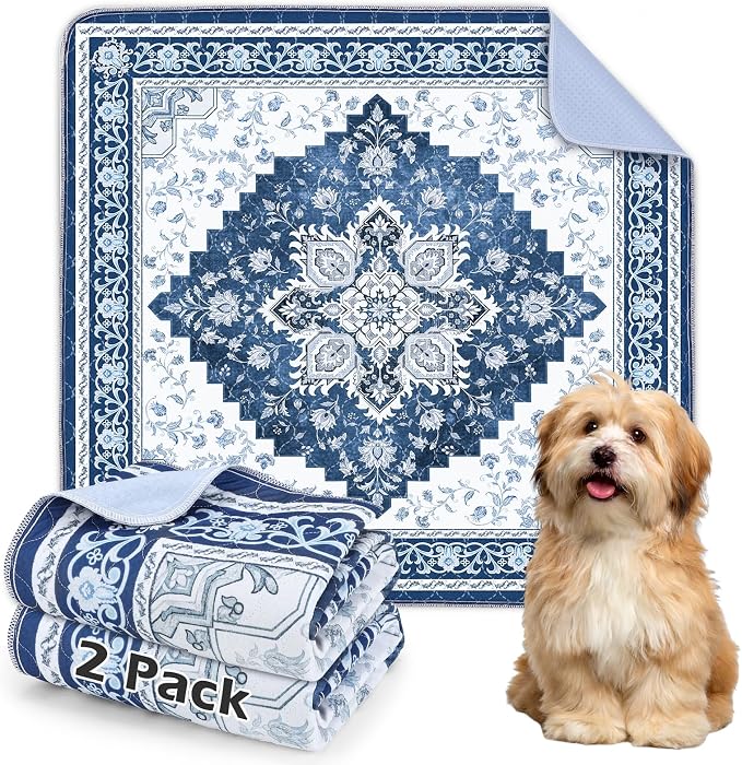 2PACK Washable Pee Pads for Dogs, Reusable Dog Pads Upgrade Non-Slip Dog Pee Pads Heavy Absorbency Puppy Pee Pads Quick Dry Whelping Pads/Waterproof Puppy Training Pad