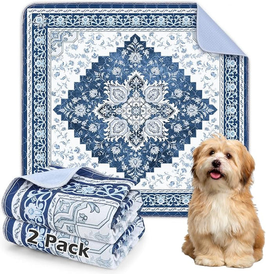 2PACK Washable Pee Pads for Dogs, Reusable Dog Pads Upgrade Non-Slip Dog Pee Pads Heavy Absorbency Puppy Pee Pads Quick Dry Whelping Pads/Waterproof Puppy Training Pad