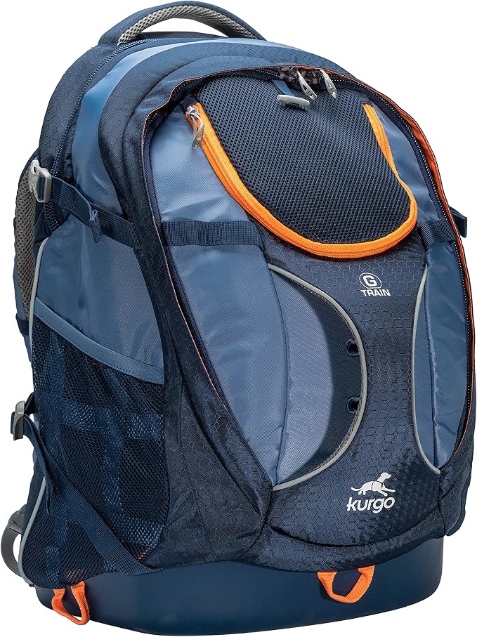 Kurgo G-Train Pet Carrier Backpack, Navy Blue | Cat & Dog Daypack for Outdoors & Travel, Waterproof Bottom, Ventilated Mesh Panels, Storage Pockets, For Pets up to 25Lbs