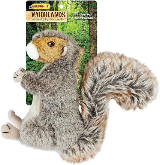 Ruffin' It Rhode Island Textile Woodlands Plush Dog Toy Squirrel Large, Mutli