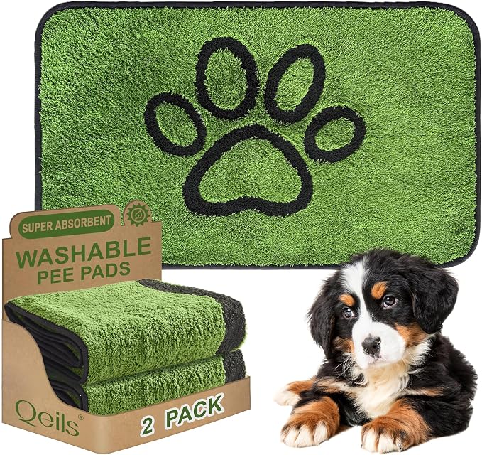 Reusable Dog Pee Pads, Washable Puppy Pads, Leak-Proof 18"x30" 2 Pack | Super Absorbent And Non-Slip Potty Training Pads, Soft Paw Print Plush Design, Ideal For Crates, Couch, Car Seats & Pet Beds