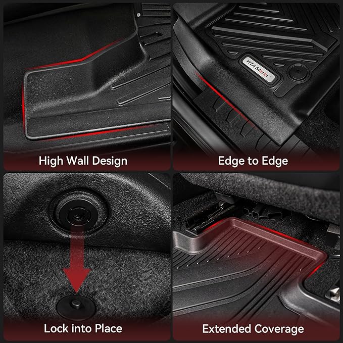 YITAMOTOR Floor Mats Fit for 2017-2025 Mazda CX-5, TPE All Weather Custom Fit Floor Liners for Mazda CX5, 1st & 2nd Row Car Mats Accessories, Black